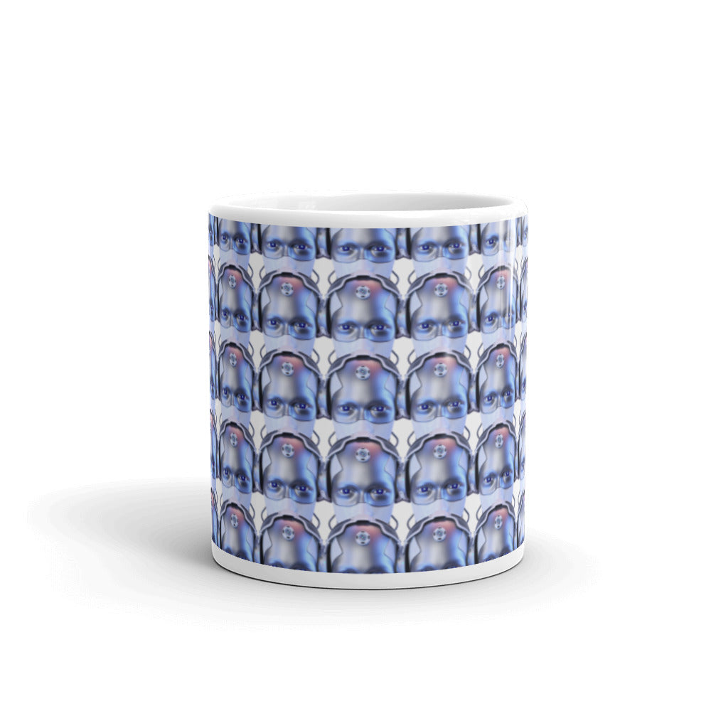 Sci-fi face grid mug - alternate view