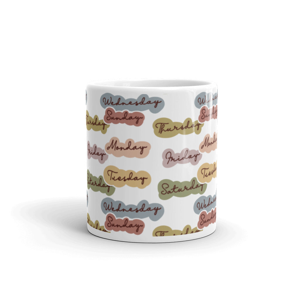 Ceramic Mug with Day of the Week Design - alternate view