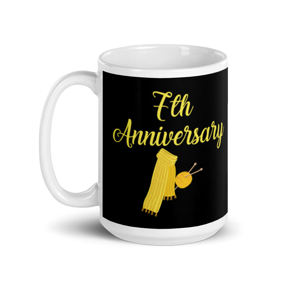 Anniversary knitting-themed mug - alternate view